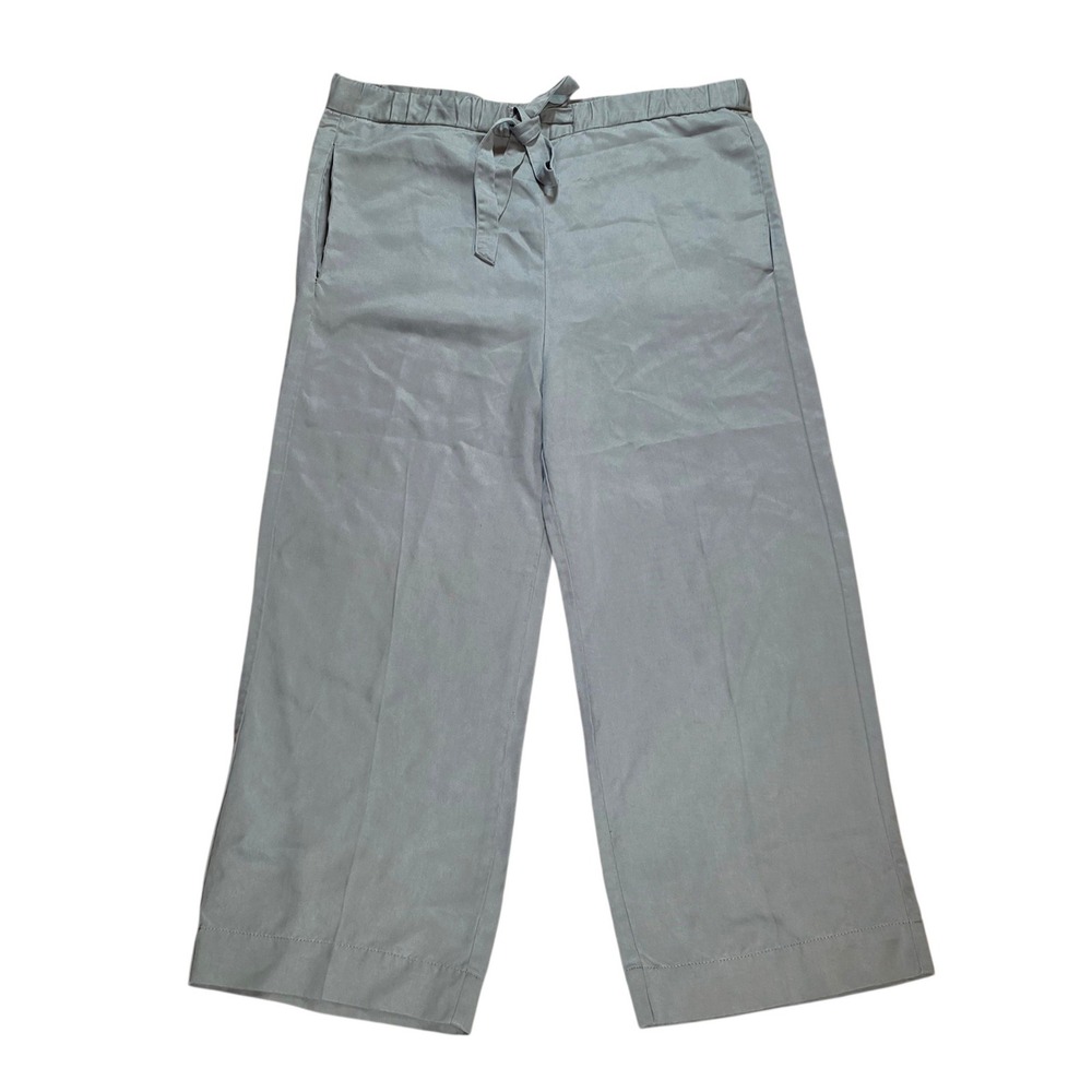 Marine Layer Womens Small Pants Sage Green Tencel Wide Leg Crop Tie Waist